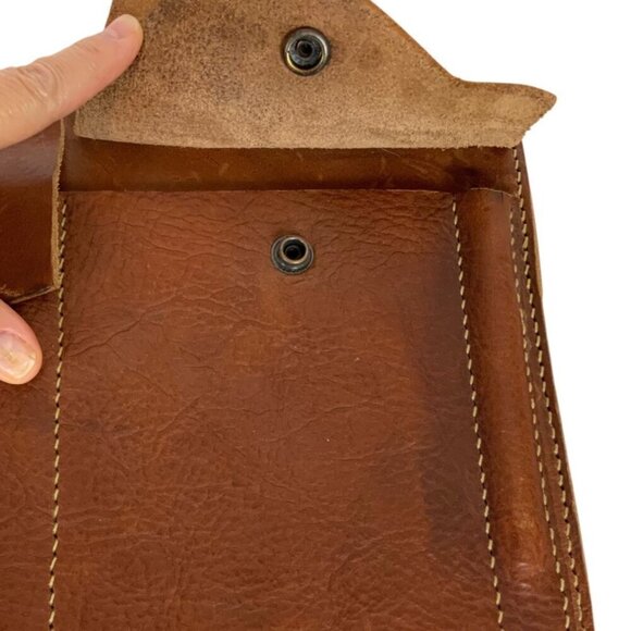 Vintage Leather Double Pocket Snap Closure Envelope Clutch with Octopus Logo - Picture 7 of 7